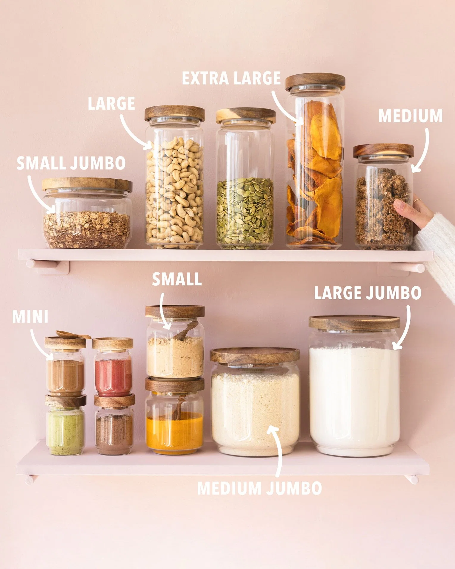 Wide Mouth Round High Borosilicate Glass Jar Airtight Kitchen Food Spice Glass Storage Jar and Containers with Wooden Acacia Lid