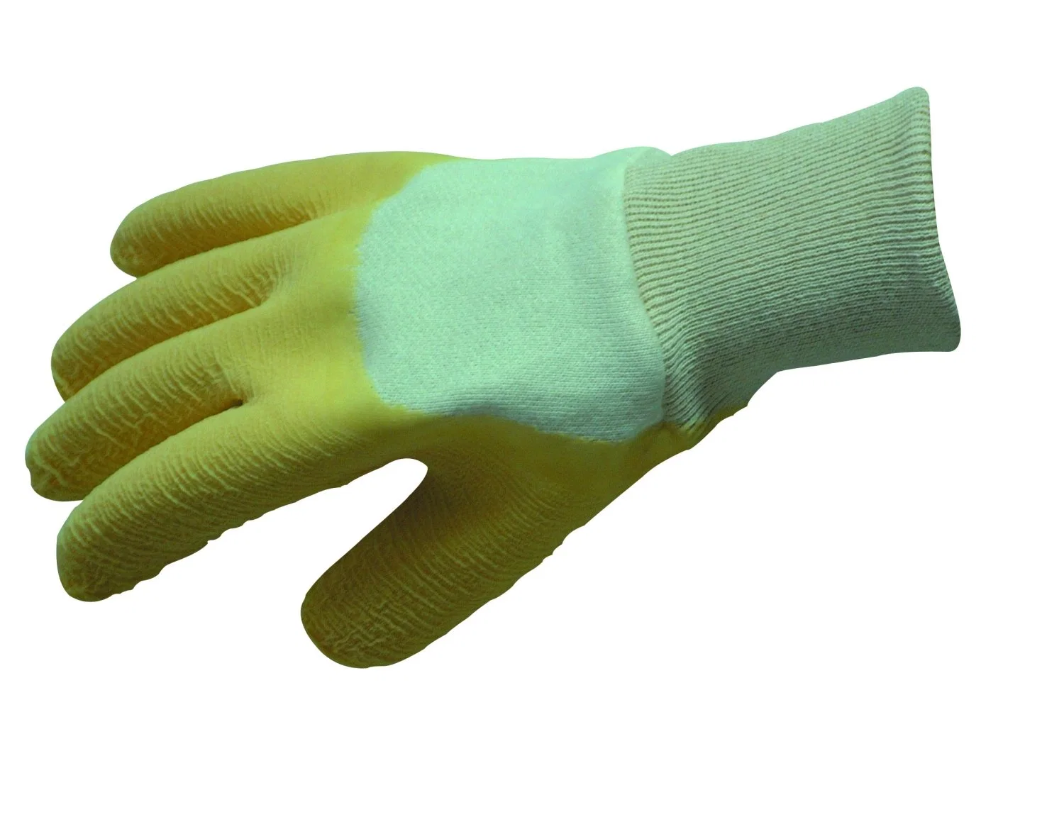 Yellow Color Economic Latex Coated Open Back Knit Wrist Work Glove