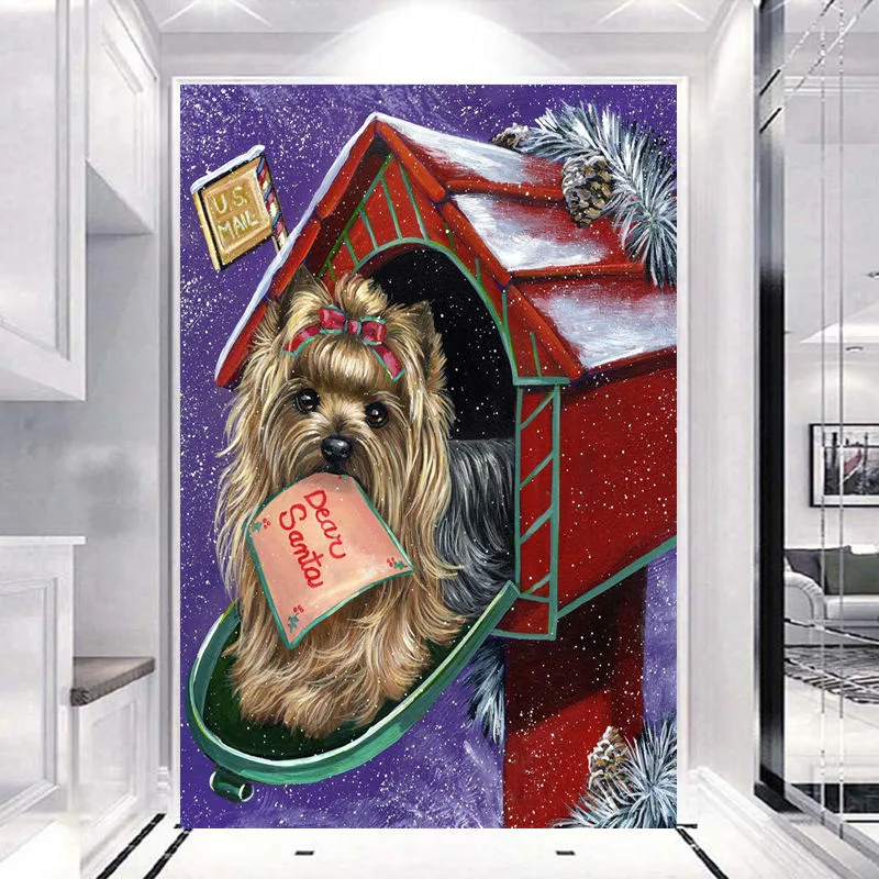 Bricolage de Noël 5D Diamond peinture Chien enveloppe