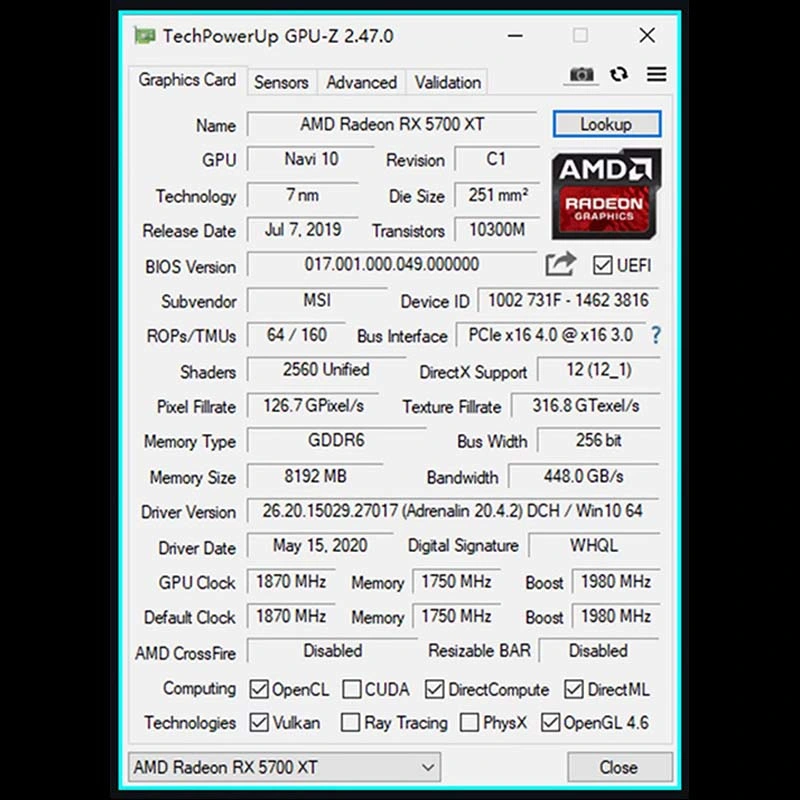 China Manufacturer OEM Graphic Card AMD Rx 5700 Xt 8GB