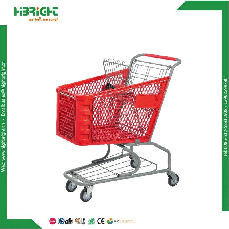 European Supermarket Plastic Shopping Cart Trolley