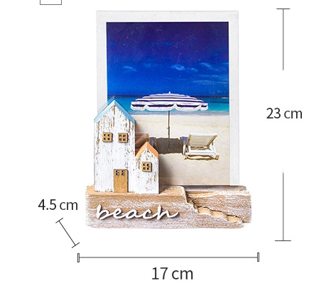 Mediterranean Beach Photo Frame Resin Decor Modern Minimalist Style Hanging