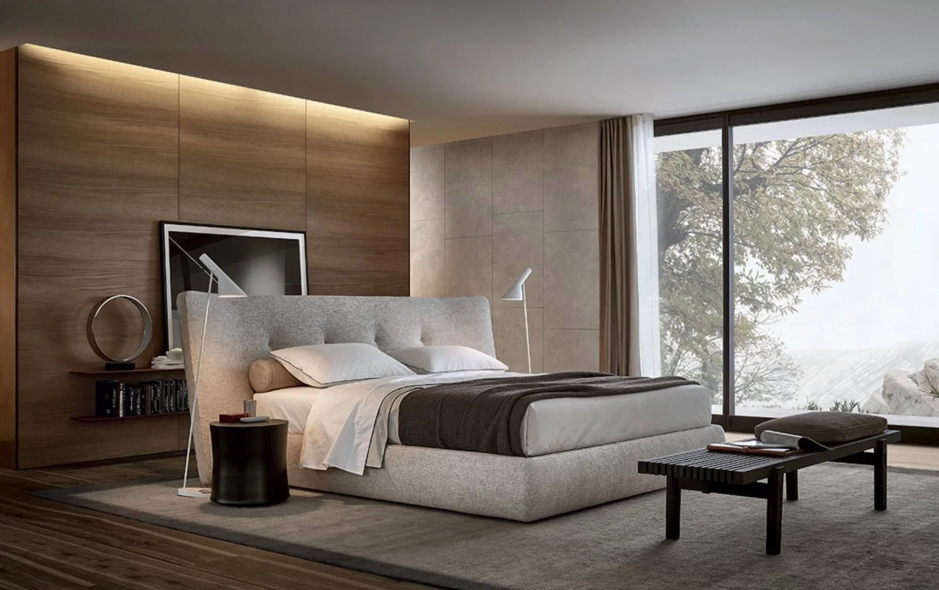 OEM/ODM европейской роскошью современной мебелью с одной спальней Letto выставке BETT Tufted мягкая кровать размера кинг деревянные кровати из натуральной кожи