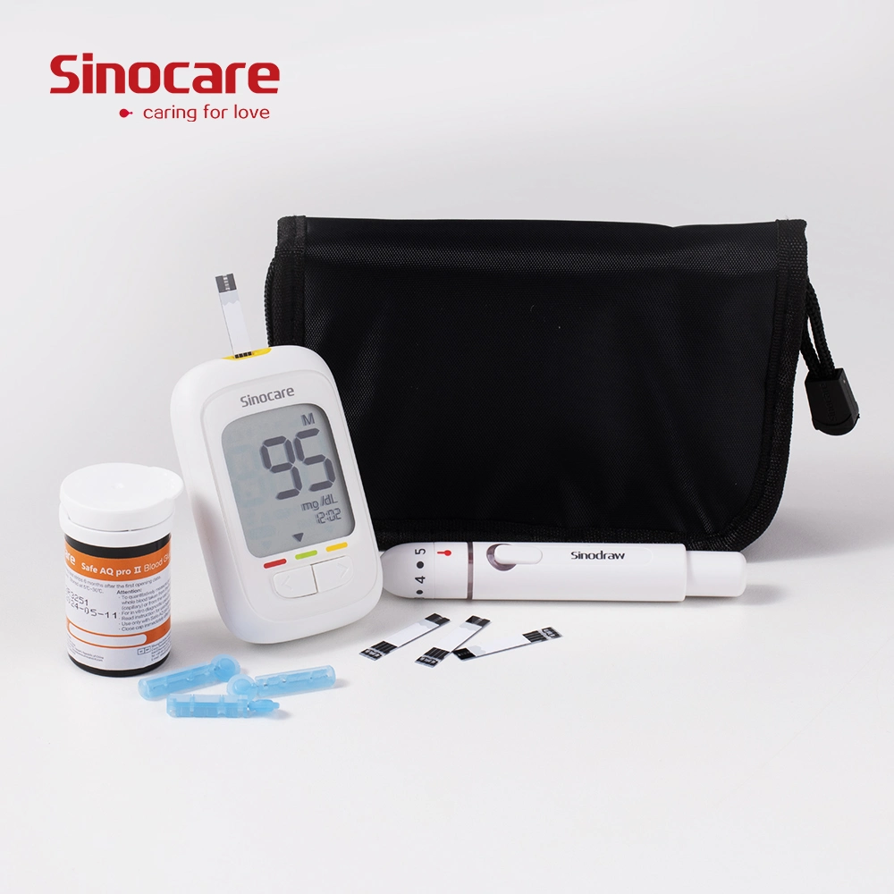 Compteur de glucose de sang Sinocare Glucometer Accueil Utilisation du sucre de sang mètre diabétique, pas de code machine de glucose sanguin