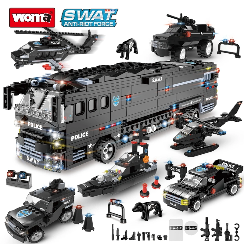 Woma Toys C0547 Golden Supplier Wholesale Customize City Swat Cars 1 in 6 Transformable Airplane Model Blocks Building Bricks Kids Toy