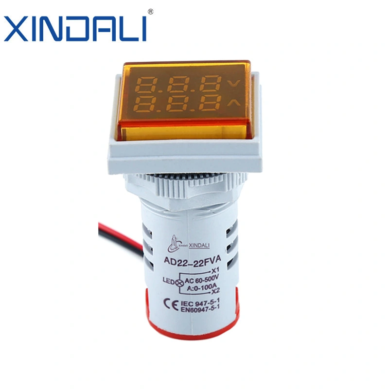 Ad22-22fva 22mm 100A 50~500V AC Square LED Indicator Digital Voltmeter Ammeter