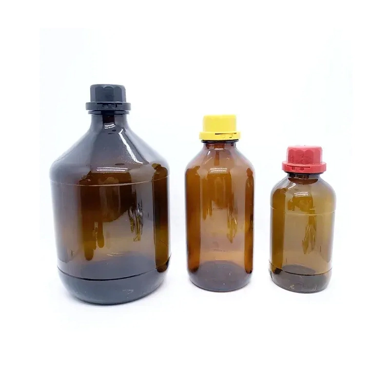 Lab Glassware Media Storage Bottle Chemical Reagent Bottle 2.5L Amber Glass Bottle with Plastic Cover