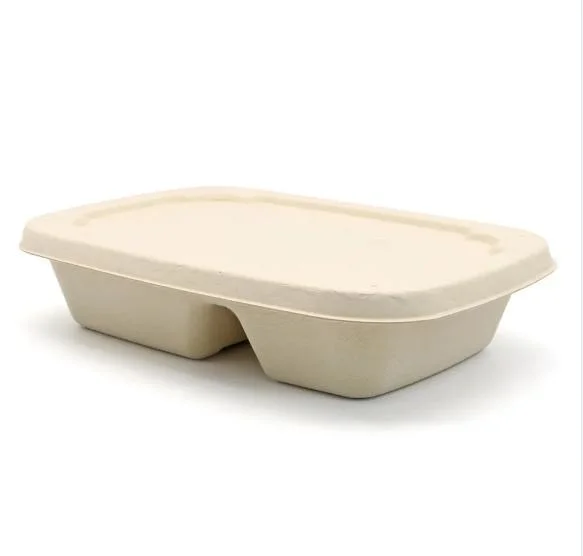 500ml Compostable Bagasse Take out Eco Fast Food Packaging Lunch Bento Box