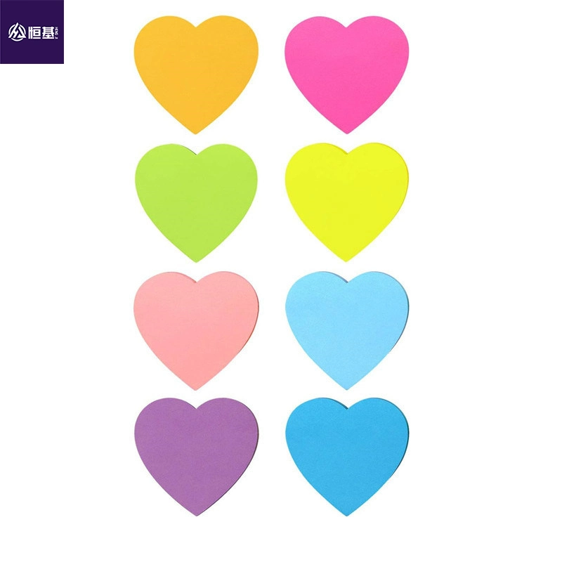 Colorful Heart Shape Sticky Memo Funny Cute Self-Stick Note Pad with Self Adhesive