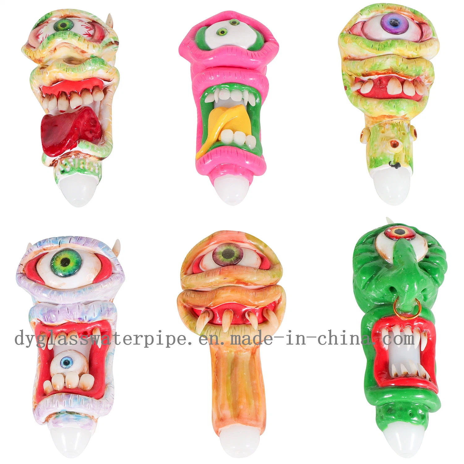 3D Hand Painted Super Big Eye Glass Smoking Hand Pipes