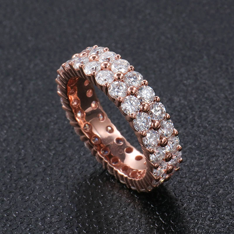 Provence Jewellery Ring 10K Rose Gold 2 Circles 2.5mm Moissanite Band Ring Is Suitable for Women as a Jewelry Gift Anniversary