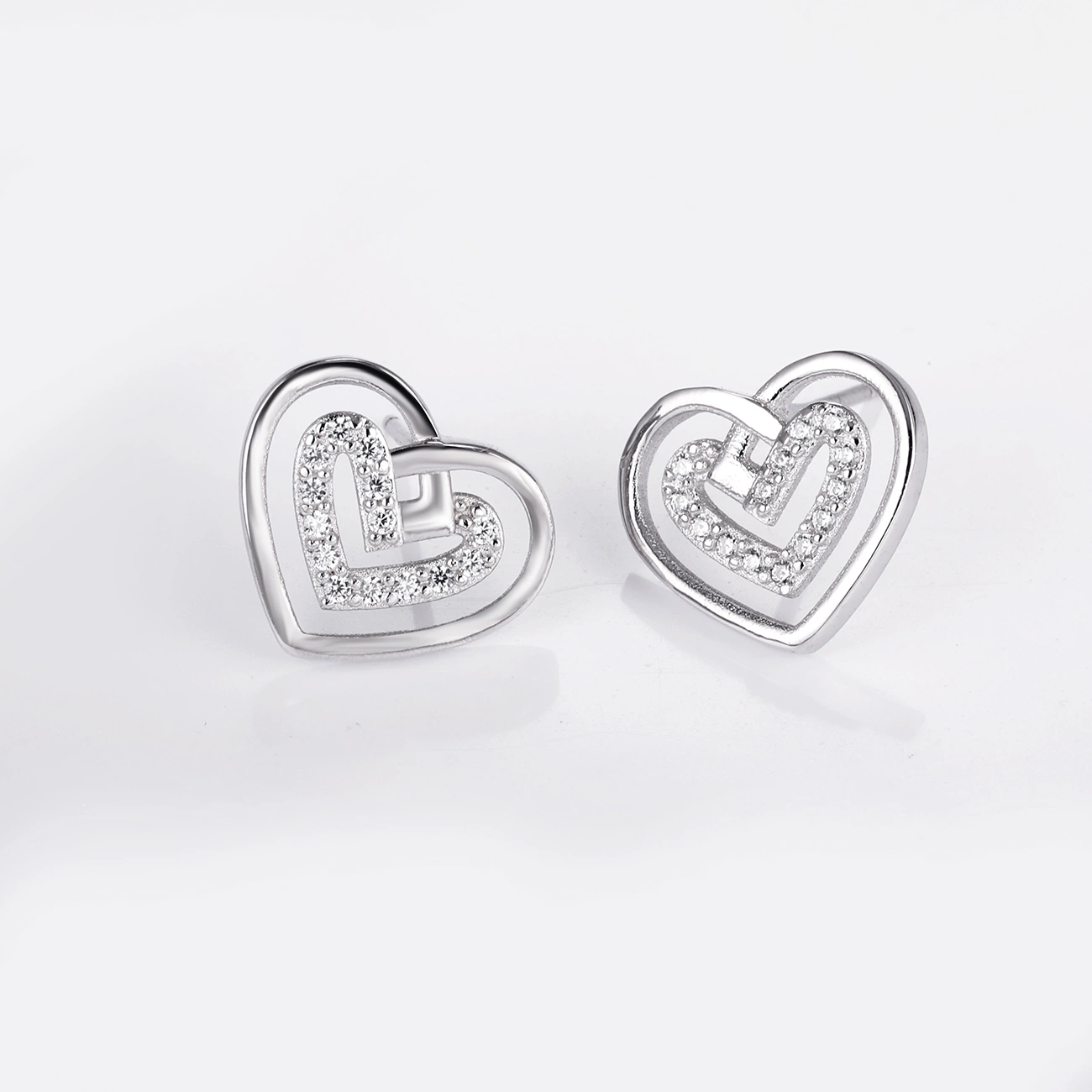 High quality/High cost performance Jewelry 925 Sterling Silver Heart Earring with CZ Stone