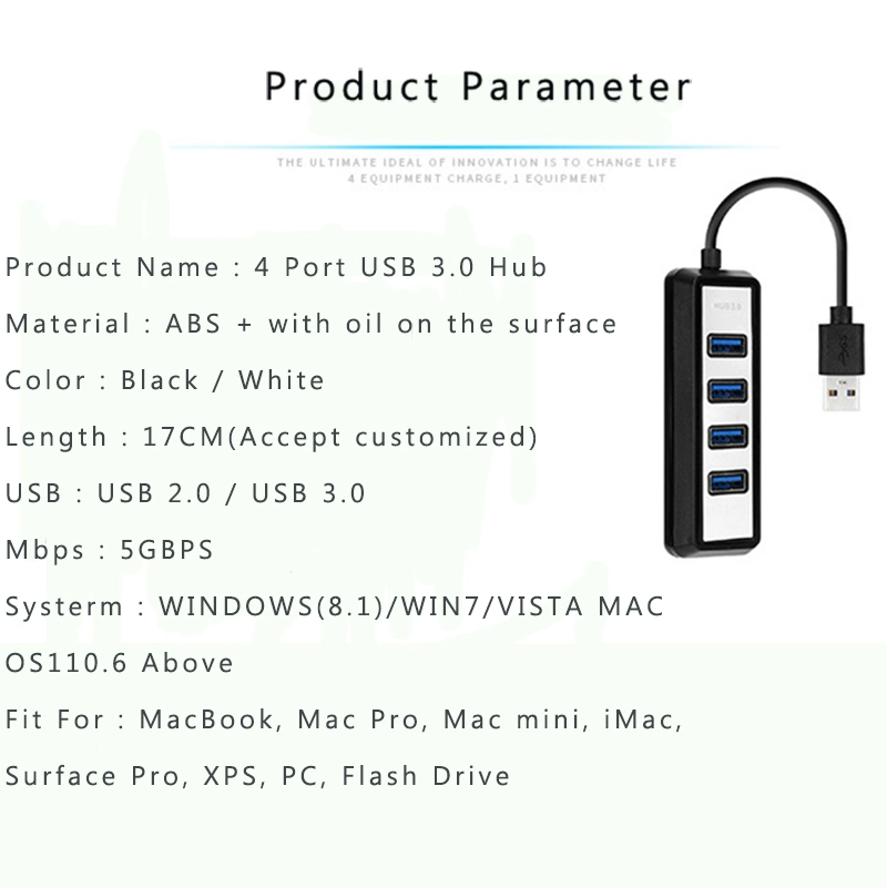 Amazon 4 ports USB 3.0 Hub, Ultra-Slim Mini concentrateur USB de données pour le MacBook, Mac Pro, Mac mini, iMac, Surface Pro, XPS, PC, lecteur Flash