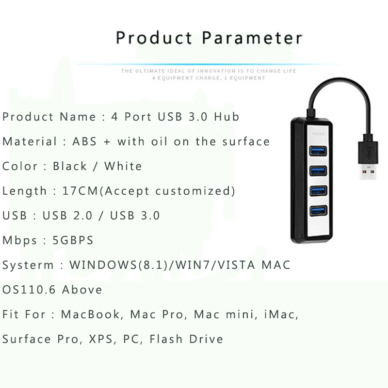 Amazon 4-Port USB 3.0 Hub, Ultra-Slim Mini Data USB Hub for MacBook, Mac PRO, Mac Mini, iMac, Surface PRO, XPS, PC, Flash Drive