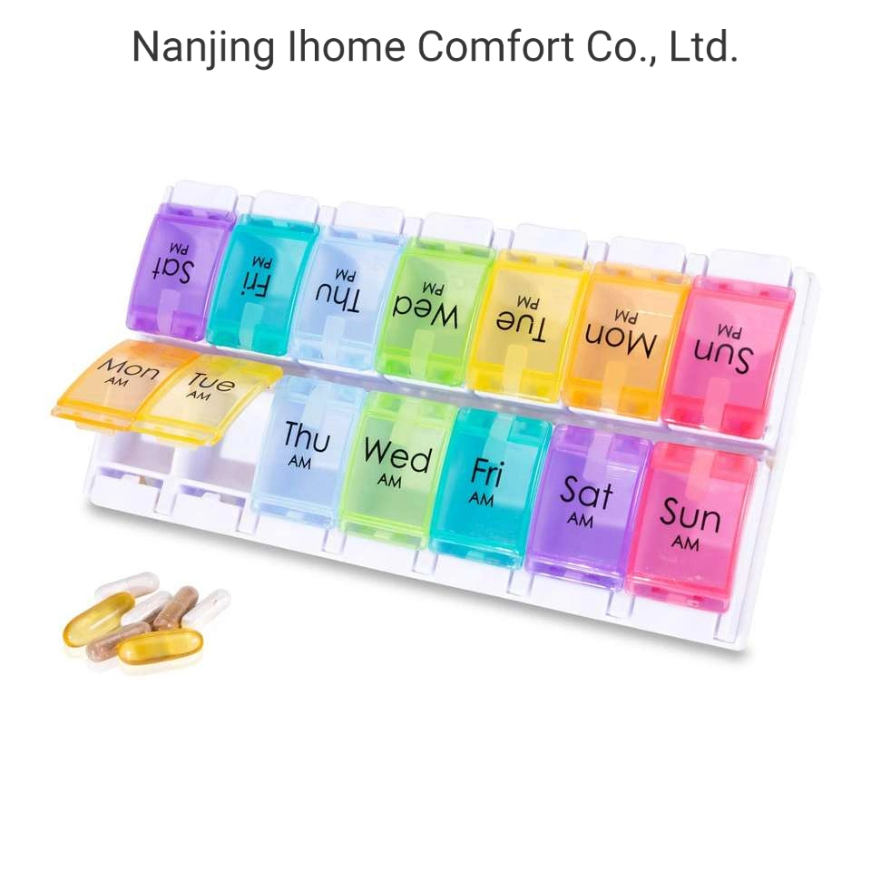 OEM Wholesale/Supplier Moisture-Resistant 28 Compartment Weekly Medicine Organizer Pill Box for 7 Days