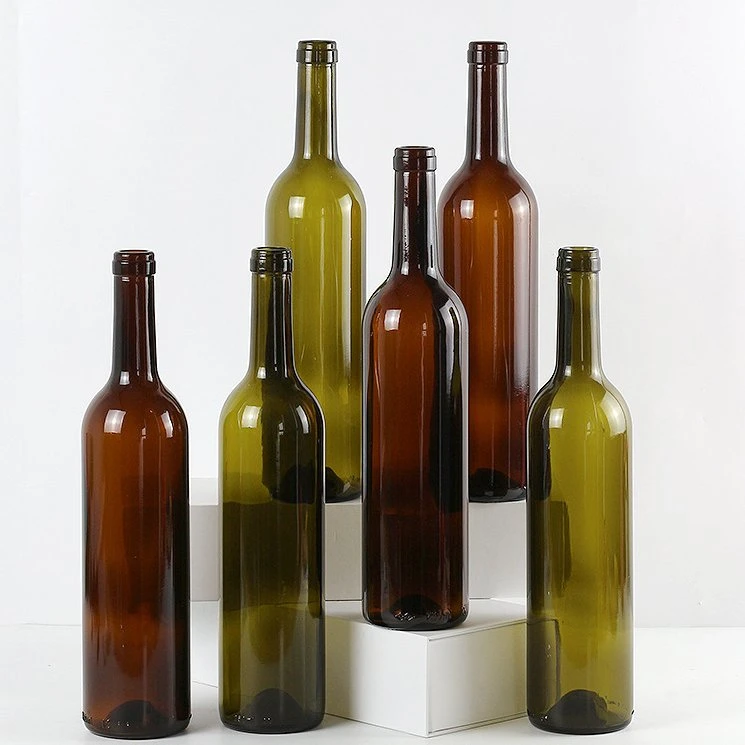 Botellas de vino de vidrio verde antiguo de alta calidad vacías de 750 ml