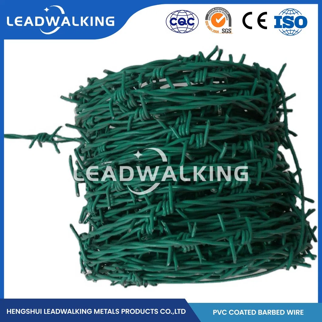 Leadwalking 50kg Alambre de púas de fabricación de rollos de alambre de púas galvanizado Custom/barata el alambre de púas China 50m de longitud del rollo caliente la venta de recubrimiento de PVC de 150 metros de alambre de púas