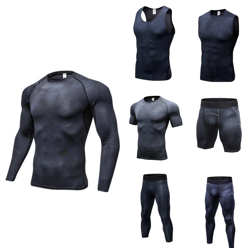 Облегающий мужской спортивный набор из 7 предметов экипировки для тренировок Спортивный костюм