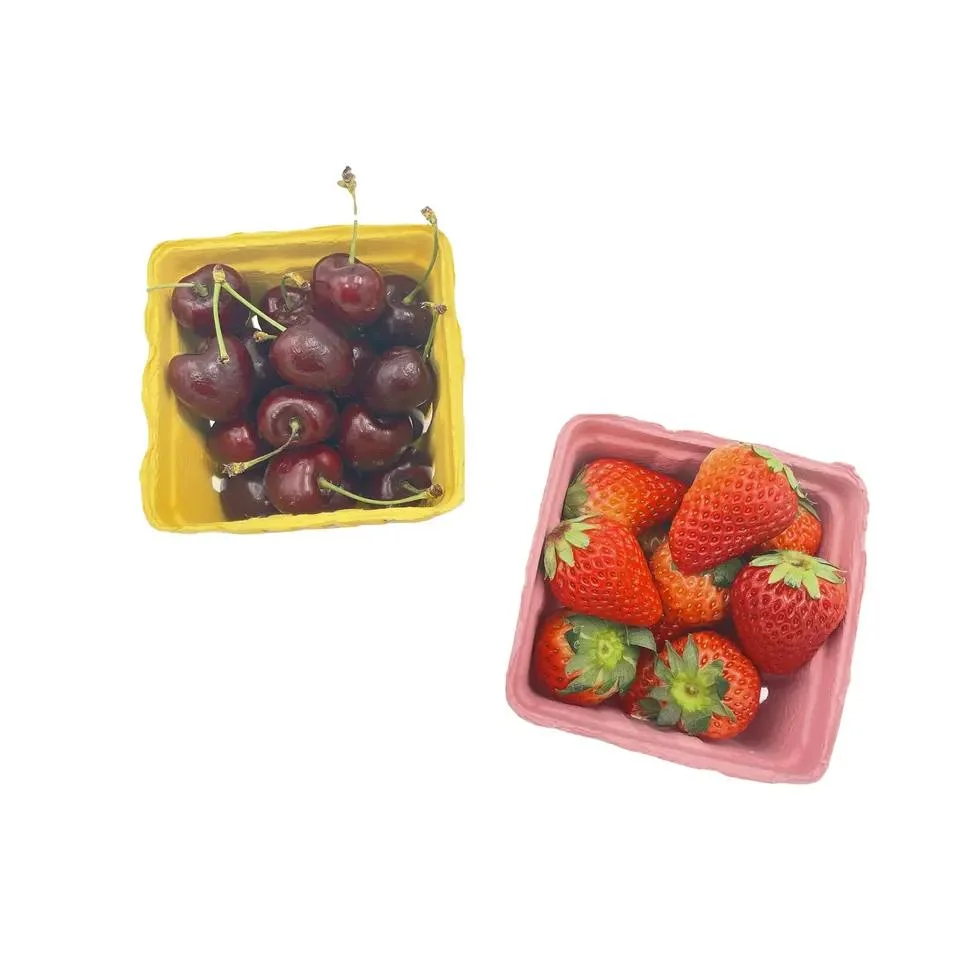 Tamaño personalizado de color Vegetal Frutas Caja de embalaje de la cosecha de la pulpa de la fruta Pints Cesta Pinta Púlp barato Fibra Berry Cesta Proveedor