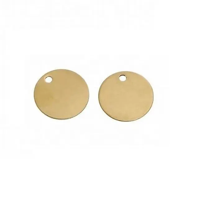 Customize Stamped Solid Brass Stamping Round Blanks with Hole Disk Tag Pendants