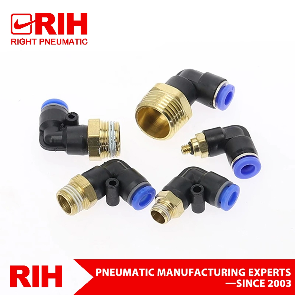 Manufacturer 2 Way Pl Type Male Thread Elbow Tube Plastic Connector Pneumatic Fitting