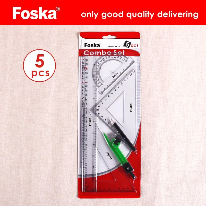 Foska Stationery Office Good Quality Blister Card Packing School Ruler Set