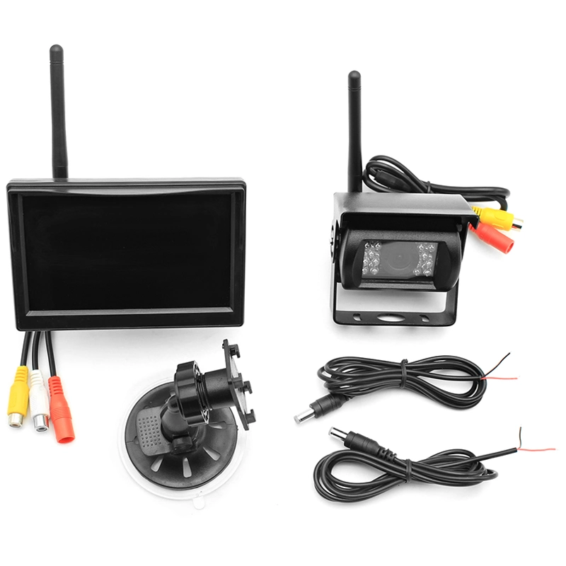 Receptor do Sistema de Estacionamento sem fios 2.4GHz Câmara+5polegadas Monitor Espelho Retrovisor