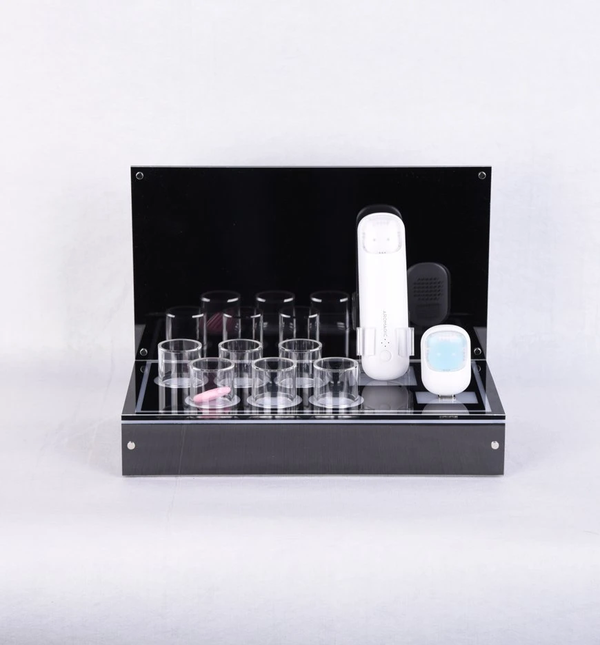 Unique Design Counter Table Acrylic with LED Light Cosmetic Perfume Display Stand