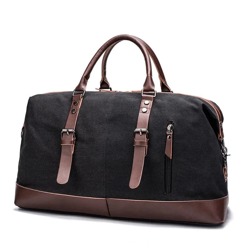 Classic New Fashion Retro Large-Capacity Travel PU Canvas Men&prime; S Portable Messenger Bag