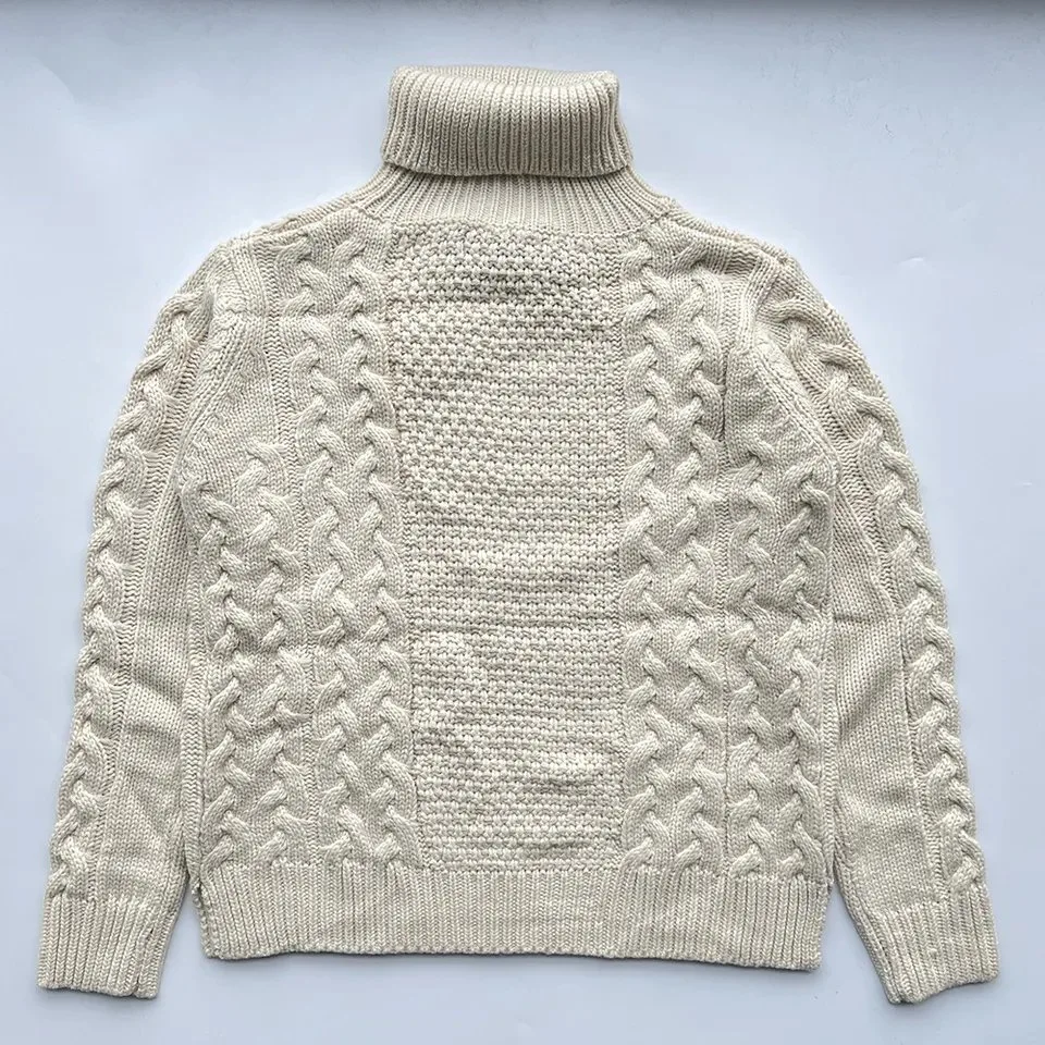 Wholesale/Supplier Custom Oversized Beige Ribbed Pullover Sweater