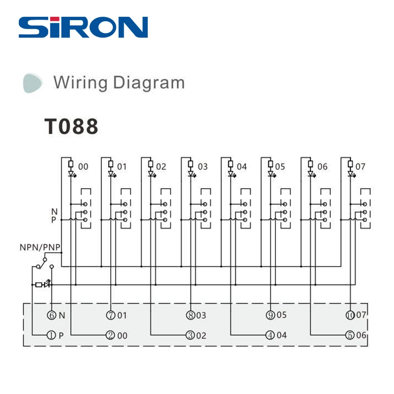 Siron T088 8-Bit Input/Output Terminal Block Connected to 2/3 Terminal Block for Signal Control