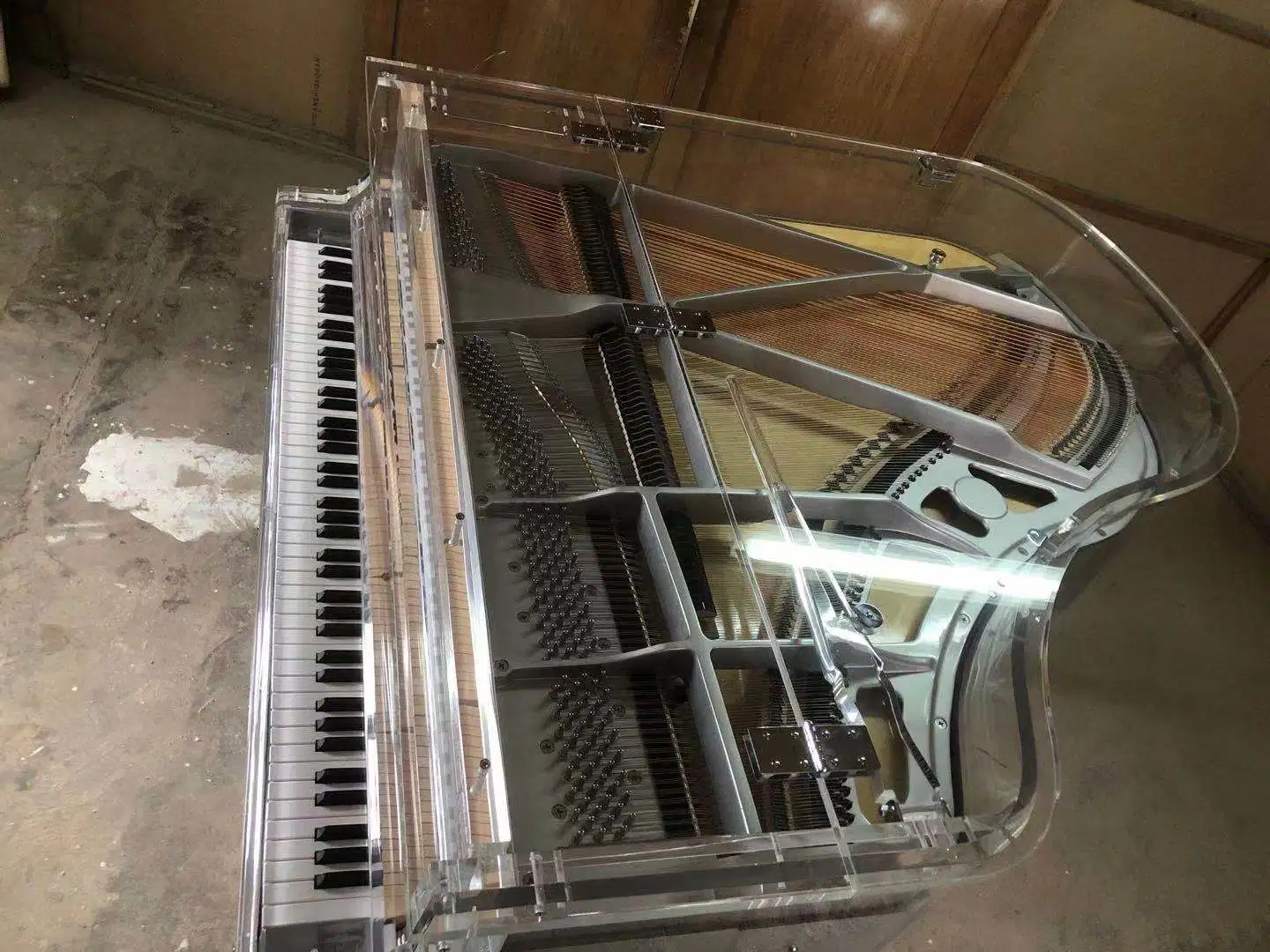 Custom Concert Hotel Style High-End Professional Cristal acrílico transparente Piano de cola con luces LED