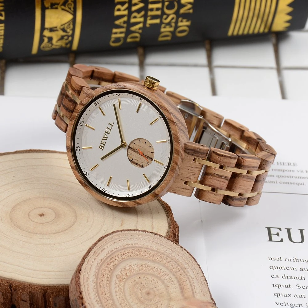 Unisex New Design Watches Stainless Steel and Wood Case and Band Woman and Men Wood Watch