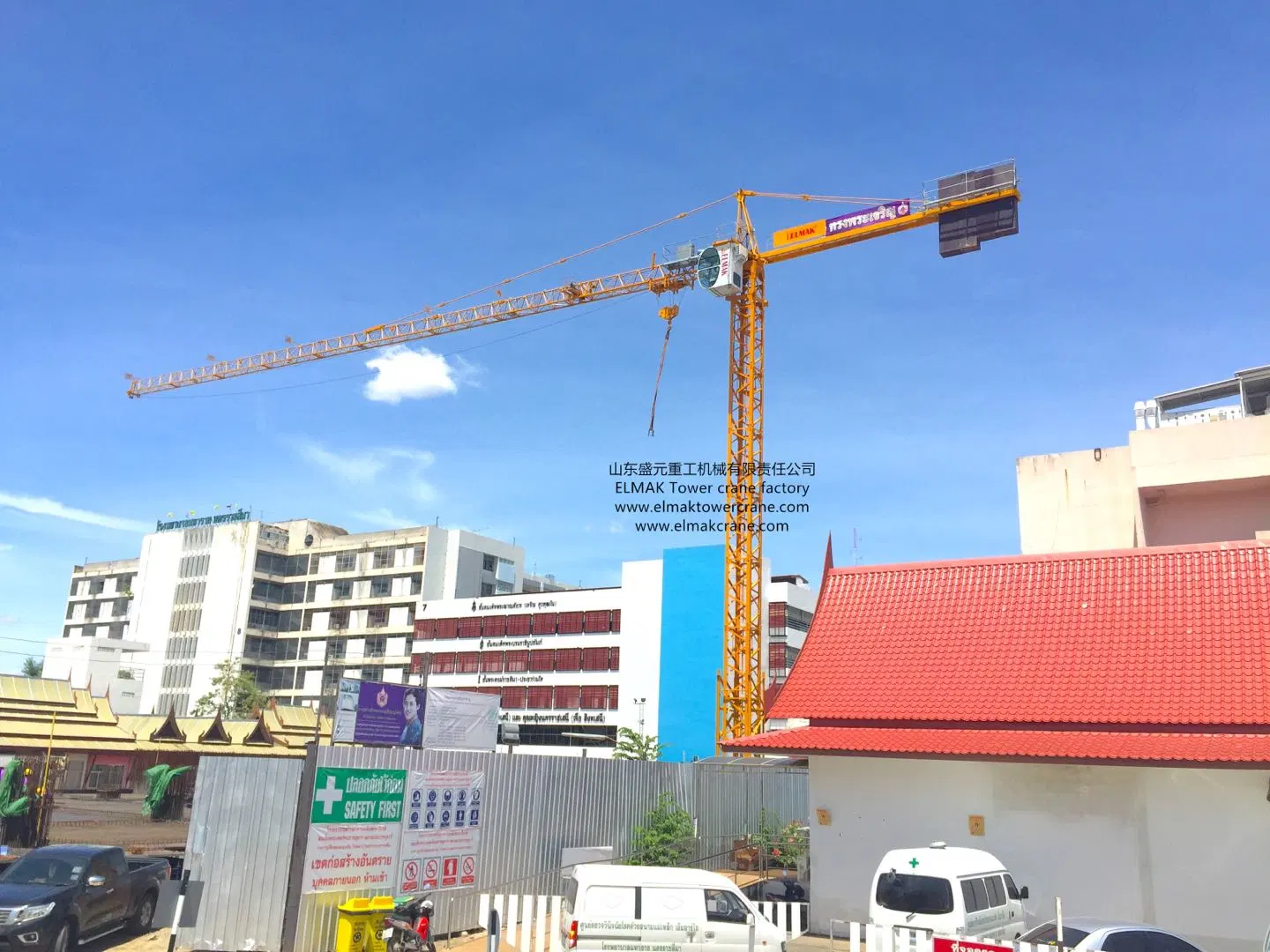 Emk5013-6 Elmak Tower Crane Maximum Load 6 Ton Tip Load 1.3 Ton Jib 50m Topkit Tower Crane