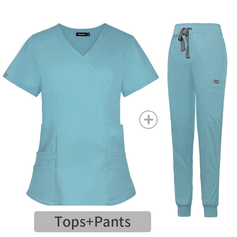 Mujeres Enfermería Uniformes Hospital Sets Anti arrugas Custom Scrubs SPA Enfermeras Uniformes