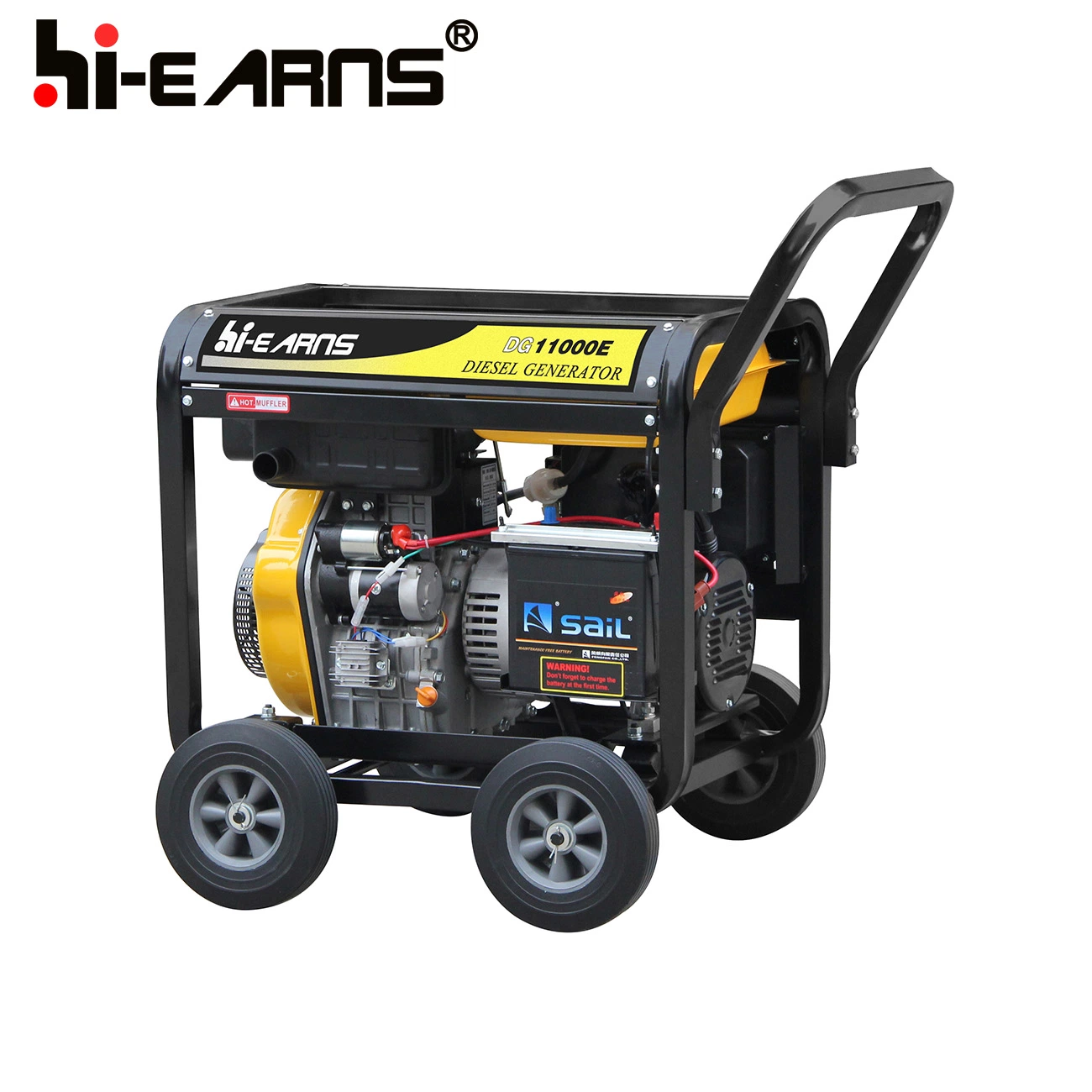 10kW Offene Räder und Armlehnen Griff Portable Elektro-Diesel Generatorsatz