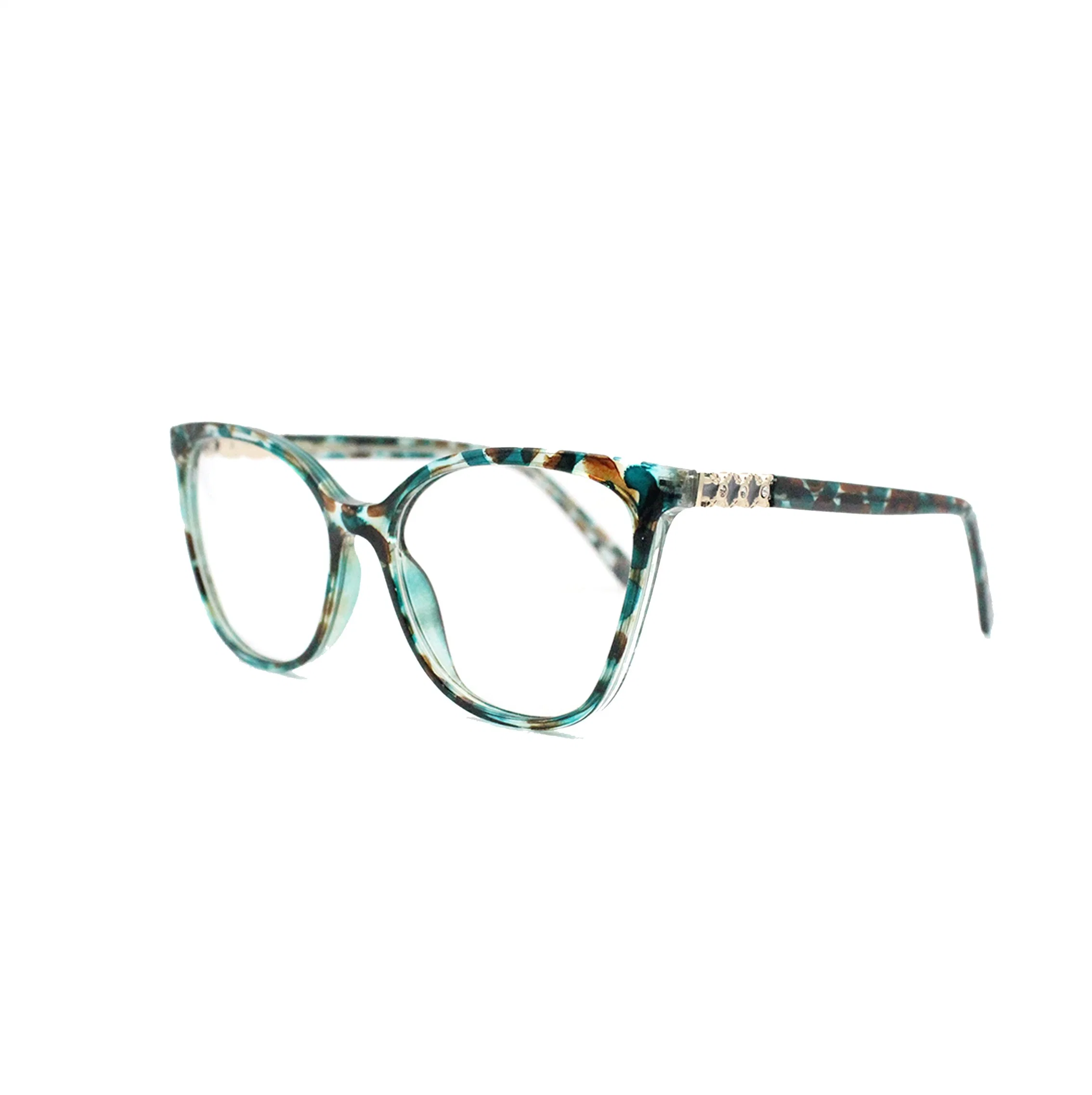 Stylish Lady Retro Cat Eye Plastic Injection with Metal Decoration Glasses Frames