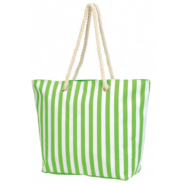 5 Colors Vertical White Stripe Printing Polyester Durable Cotton Handle Zipper Closure Carrying Tote Shopping Bag