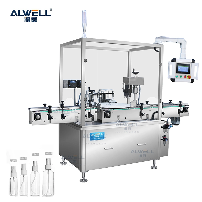 Productos calientes máquina de envasado y etiquetado de botellas de aerosol para 20ml, máquina de llenado de aspersión