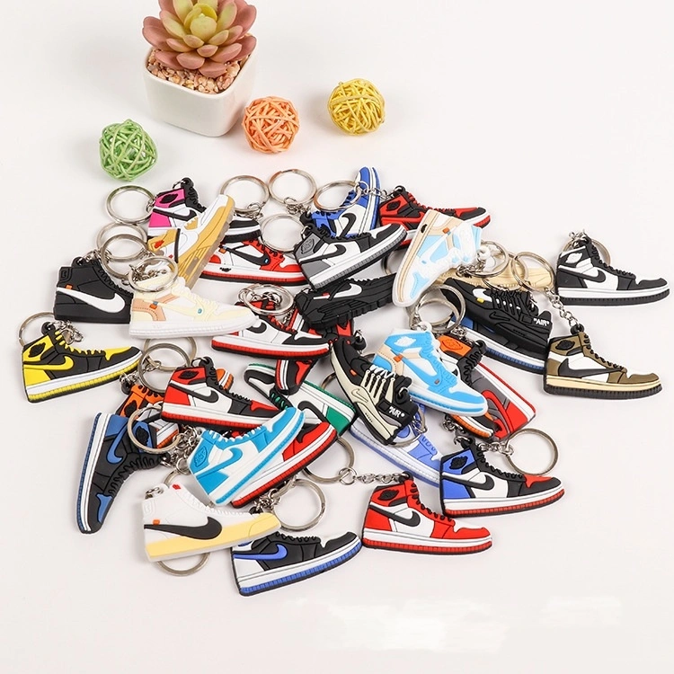 2021 Rubber PVC Air Jordan Retro 1 3 4 Shoes Sneakers Keychains Toys Promotion Key Ring