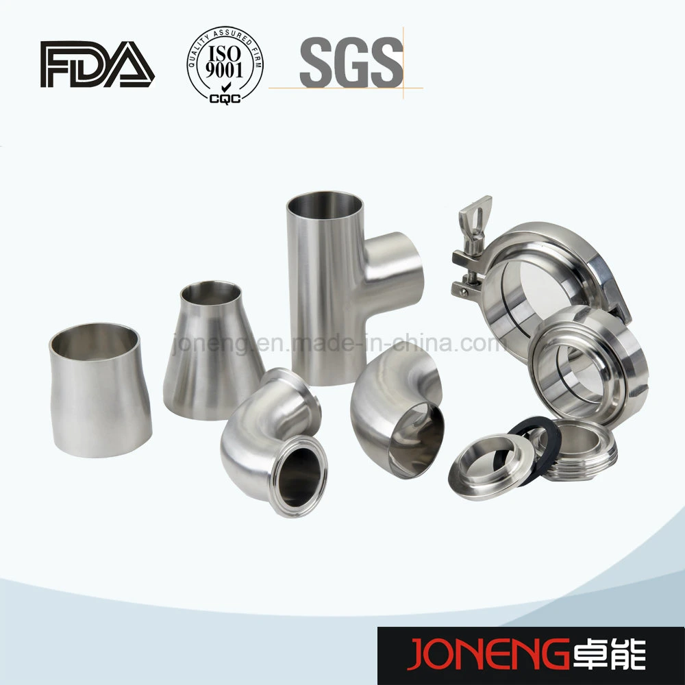 Stainless Steel Food Grade Sanitary Welded Triclover Bend Curva Tee Reducer Union Ferrule Tube Pipe Elbow Fittings (JN-FT2008)