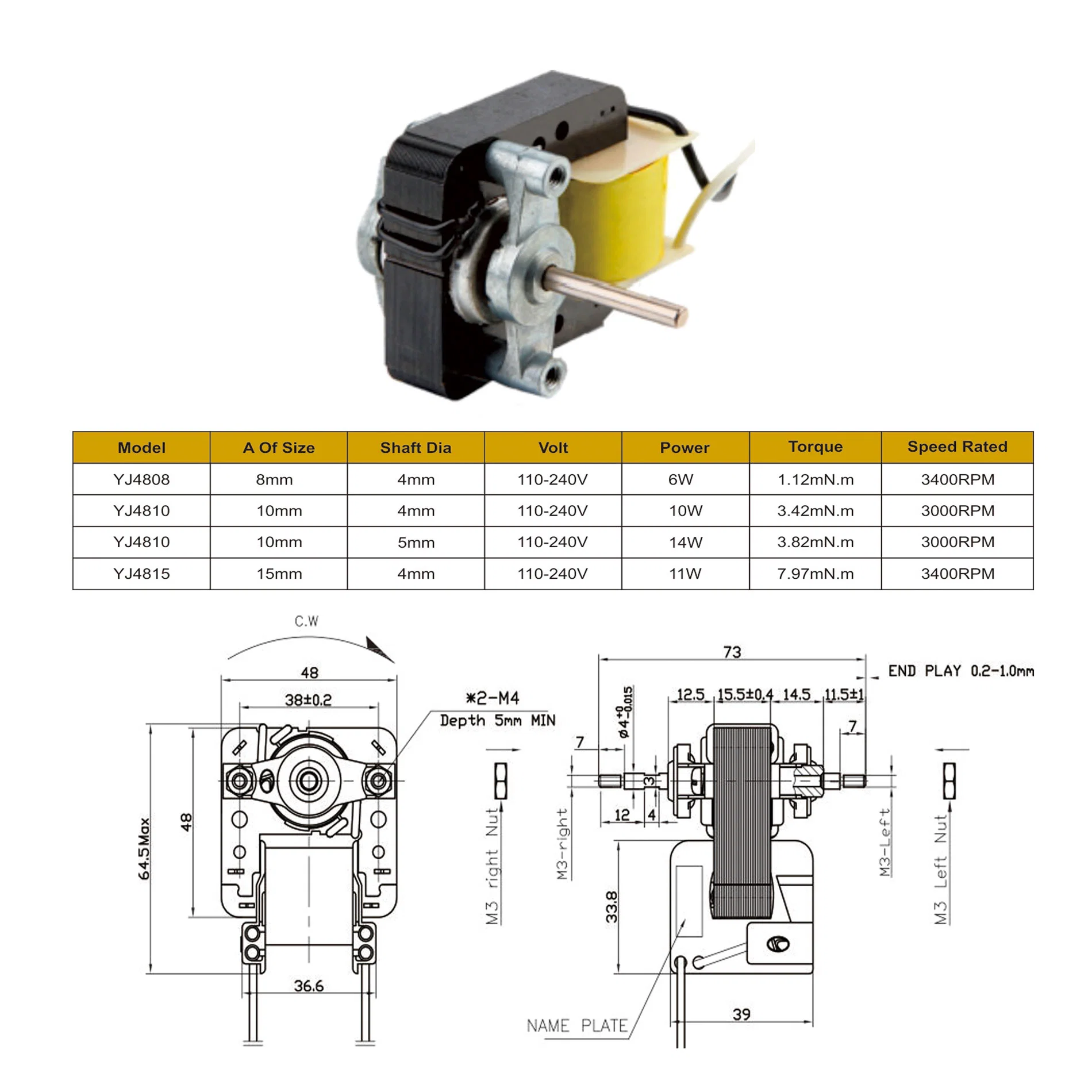 AC Motor for Blower/Hot Air Fan/Air Conditioner/Pump/Hand-Dryer/Oven/Dehumidifiers