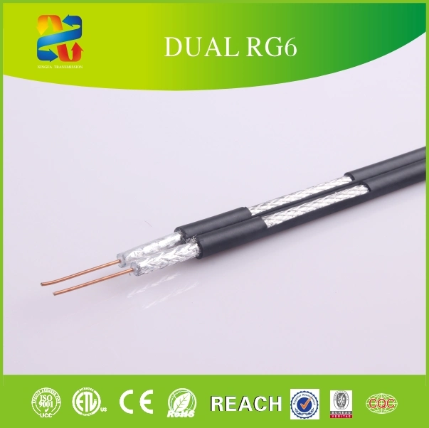 Bobina 100m 18AWG Solid Bc conductor de un 60% la cobertura de cable coaxial RG6, CE RoHS (aprobado).