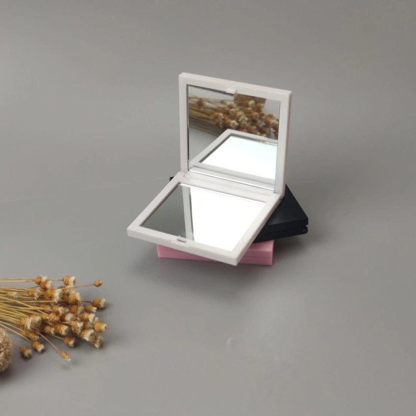 Espejo de bolsillo cuadrado de plástico plegable personalizado espejo de maquillaje cosmético Espejo compacto cuadrado con logotipo personalizado
