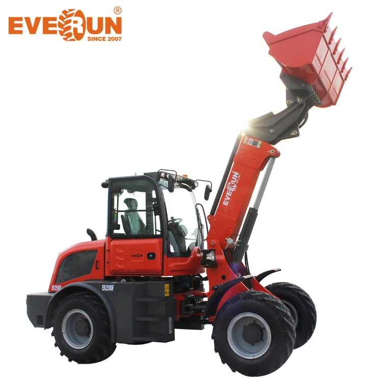 Everun Er2500f Buena Agricultura 2.5 toneladas Cargadora de Ruedas Pequeña Mini Compacta Agrícola con Cucharón Telescópico Equipo de Construcción Maquinaria