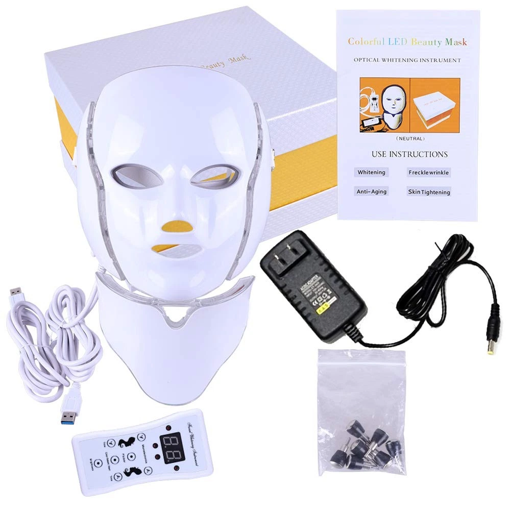 Máscara LED de terapia de luz de 7 colores para el cuidado facial en SPA, equipo de belleza familiar eléctrico PDT facial ecológico totalmente personalizable