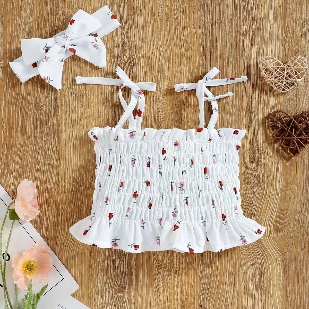 Summer Baby Girl New Sling Tops Shorts Three-Piece Baby Clothes