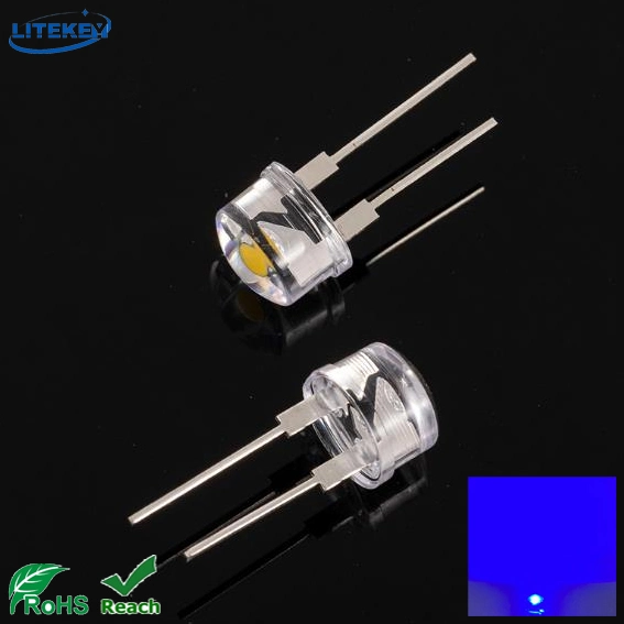 High Power LED 0.5W Blue 8mm Straw Hat LED with RoHS