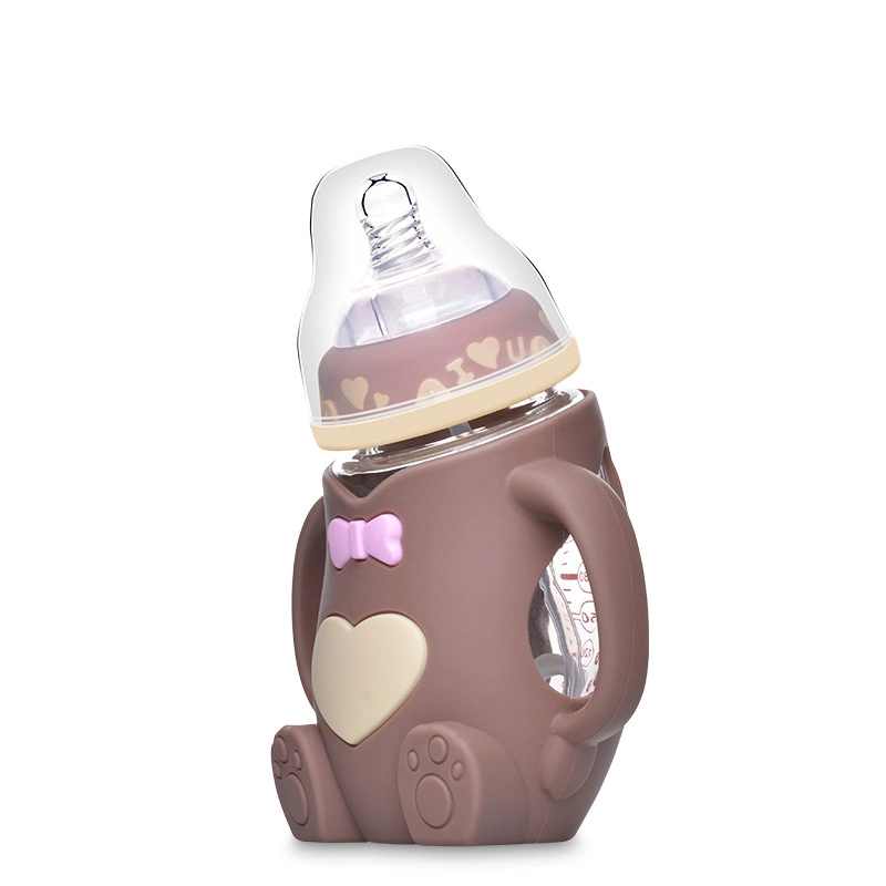 Bear Shape Baby Feeding Bottle Milk Bottle with Silicon Rubber Case