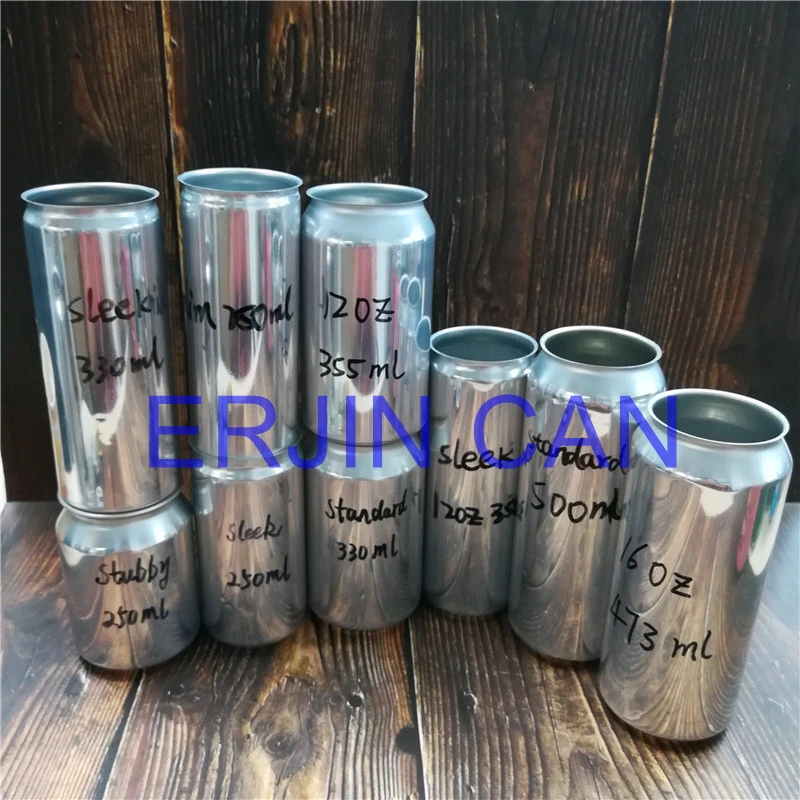 Silver Print Packaging Aluminum Beer Beverage Can Slim Standard Sleek Slick Stubby 190ml 250ml 330ml 12oz 355ml 16oz 473ml 500ml 1000ml 1 Pint